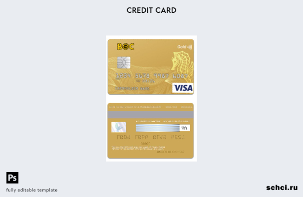 цифровая загрузка шаблона карты Visa Gold Visa Шри Ланки BOC Bank